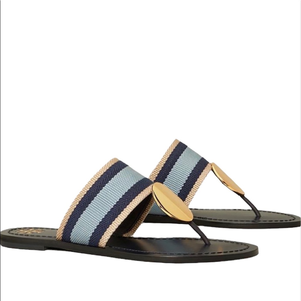 Tory Burch Patos Disk Webbing/Calf Leather Sandal NWT - Picture 11 of 11